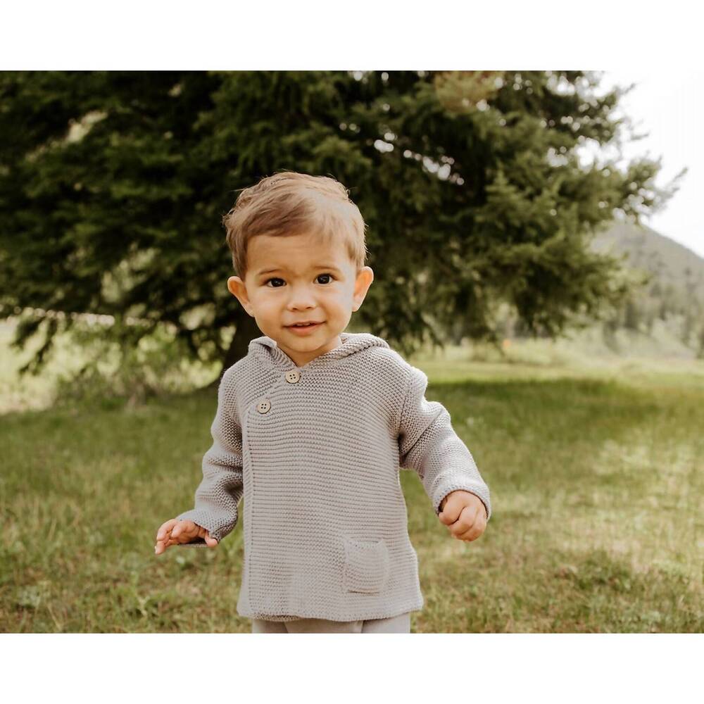 NEW VIVERANO ORGANICS kid's milan pastel hooded sweater knit jacket in heather g